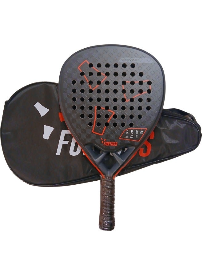 FORTUSS Padel Tennis Racket - Full Carbon Fiber - 3D Mat Rhomboid Surface with Light EVA Memory Flex Foam Core - Padel Racquet - Diamond Shape Paddle Racket with Bag Included (Red/Black)