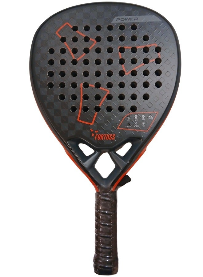 FORTUSS Padel Tennis Racket - Full Carbon Fiber - 3D Mat Rhomboid Surface with Light EVA Memory Flex Foam Core - Padel Racquet - Diamond Shape Paddle Racket with Bag Included (Red/Black)