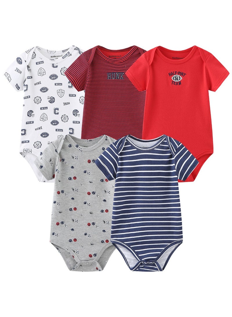 5-Piece Double-Sided Cotton Baby Jumpsuit Short Sleeve