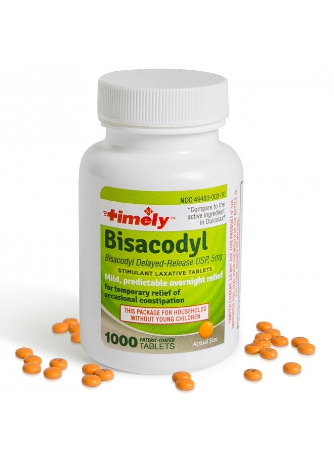 Timely By Time Cap Labs - 1000 Count Bisacodyl Tablets 5Mg - Laxatives For Constipation Relief - Compared To The Active Ingredient In Dulcolax