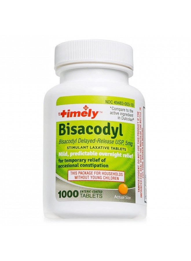 Timely By Time Cap Labs - 1000 Count Bisacodyl Tablets 5Mg - Laxatives For Constipation Relief - Compared To The Active Ingredient In Dulcolax