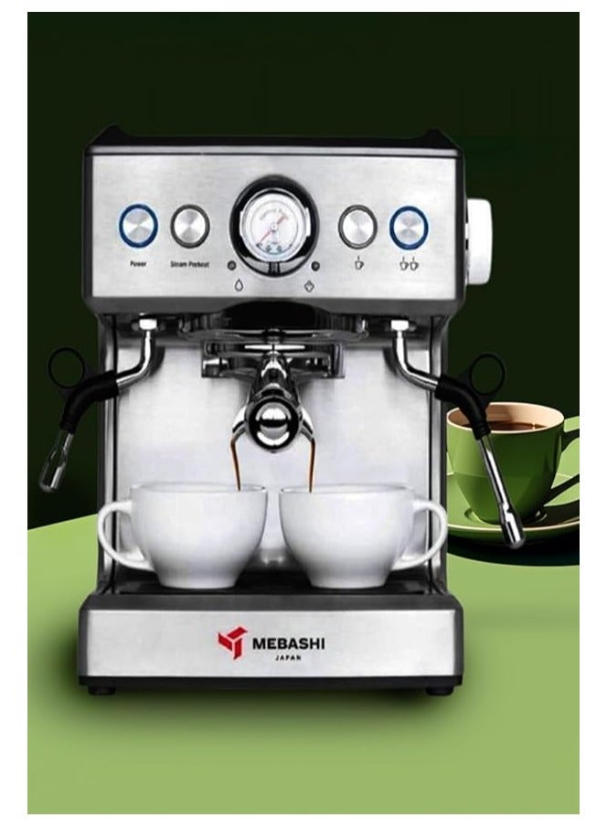 MEBASHI Commercial Coffee Machine, 2.1L Capacity, 20 Bar Pressure, (ME-CCM2051) (1350W)(Stainless Steel)