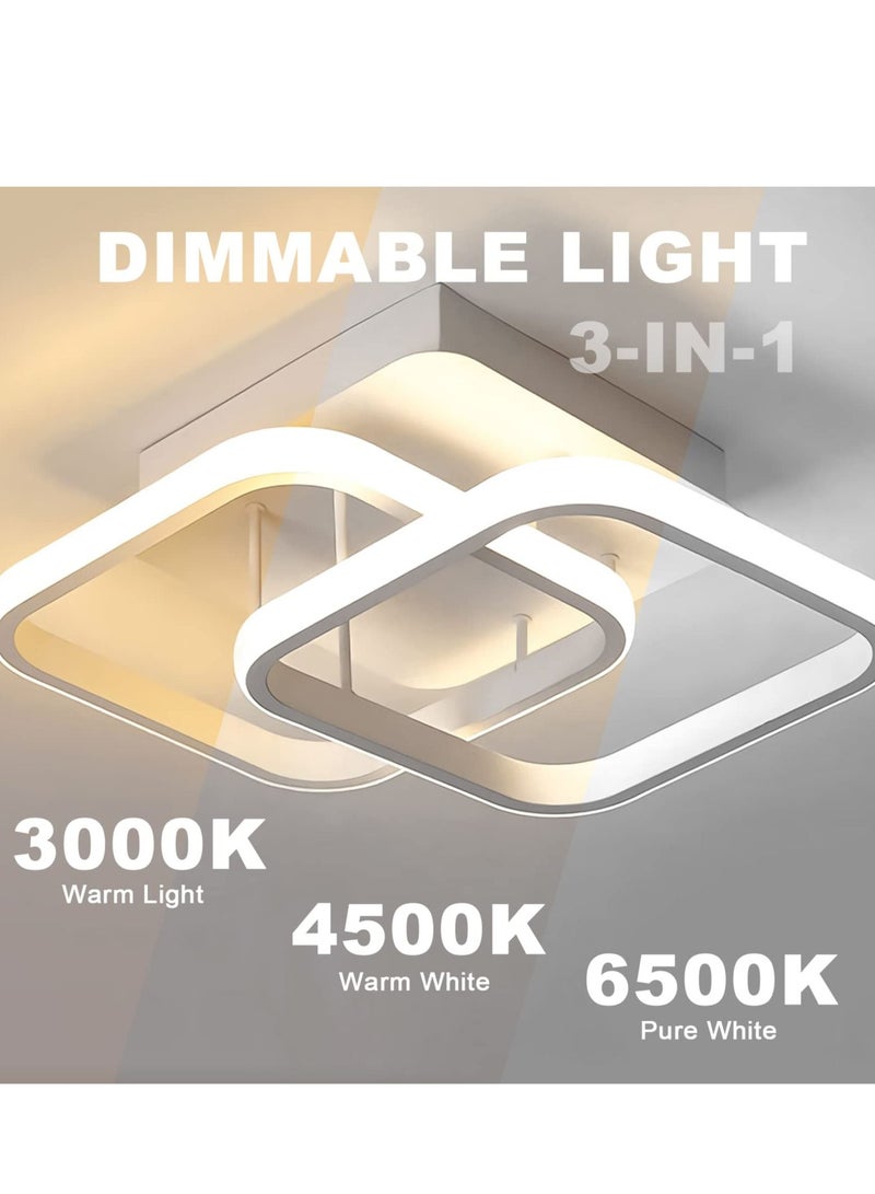 LED Ceiling Light 22W Modern LED Energy Saving Light, LED Ceiling Lamp for Hallway Entrance Office Bedroom Kitchen Metal Square Design Ceiling Lighting Fixture 3 Color 3000K-6500K