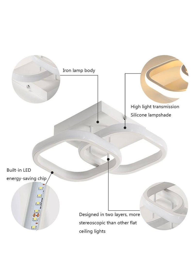 LED Ceiling Light 22W Modern LED Energy Saving Light, LED Ceiling Lamp for Hallway Entrance Office Bedroom Kitchen Metal Square Design Ceiling Lighting Fixture 3 Color 3000K-6500K