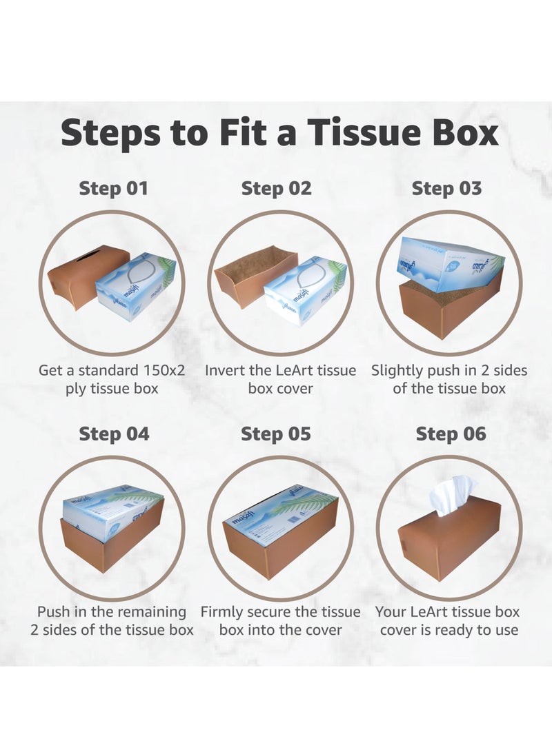Leather Tissue Box Cover – Home Decorations for Living Room, Bedroom and Office | Car Tissue Holder | Tissue Box Holder for Car | Tissue Box Cover for Car (Black Cube - Pack of 3)