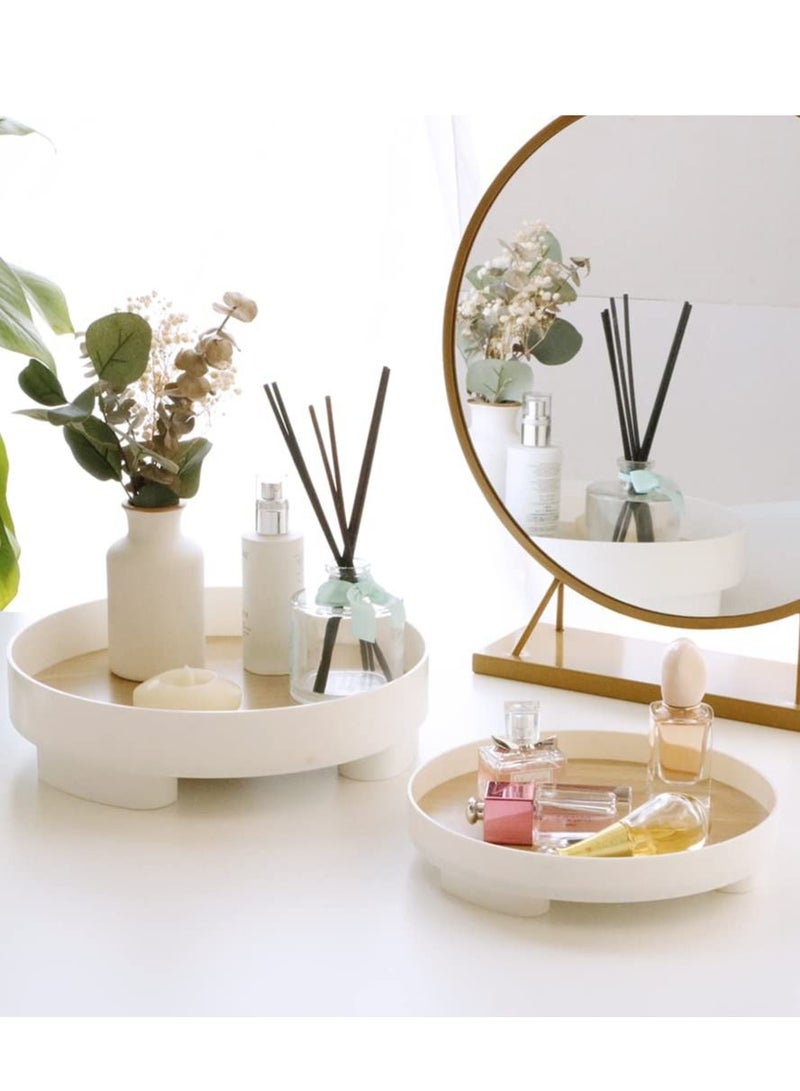 Pack of 2 round bathroom trays for counter countertop storage vanity tray dispenser plate serving tray decorative trays organizer