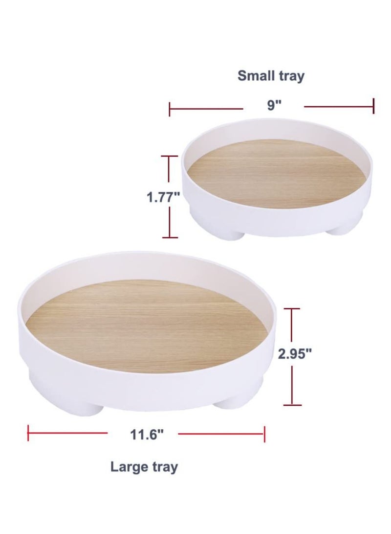 Pack of 2 round bathroom trays for counter countertop storage vanity tray dispenser plate serving tray decorative trays organizer