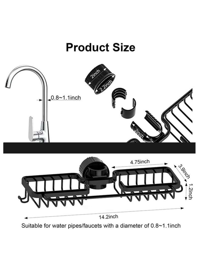 SYOSI Aluminum Holder for Kitchen Sink, Kitchen Sink Sponge Holder, Aluminum Organizer for Kitchen Bathroom Accessories, Compatible with Faucets 0.8-1.1 Inches in Diameter