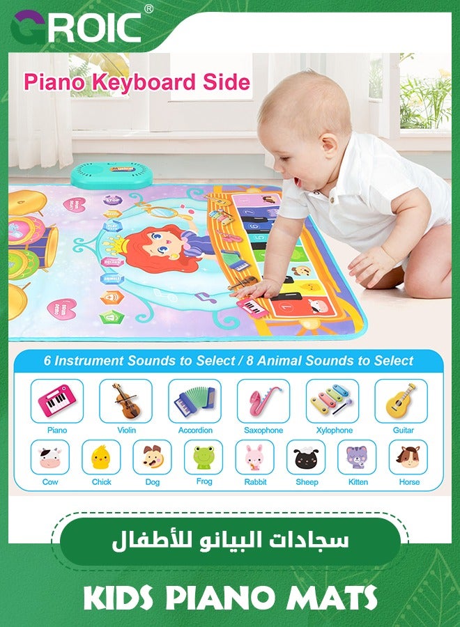 2 in 1 Musical Mat, Floor Piano and Drum Set Play Mat, Baby Music Toy, Early Educational Toddler Toy, Musical Play Mat, Baby Learning Toys, Piano Keyboard & Drum Mat Musical Learning Toys