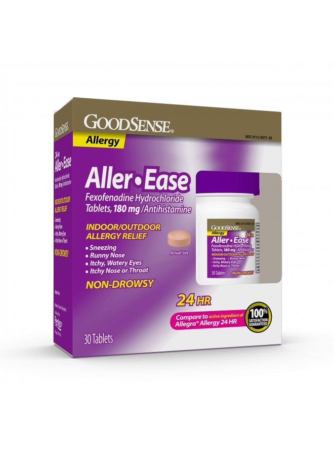 Goodsense Aller-Ease, Fexofenadine Hydrochloride Tablets, 180 Mg, Antihistamine For 24-Hour Indoor/Outdoor Allergy Symptom Relief, Non-Drowsy, 30 Count