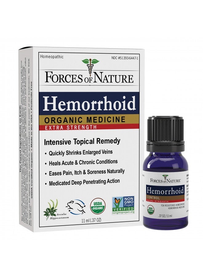 Forces Of Nature –Natural, Organic, Hemorrhoid Extra Strength Relief (11Ml) Non Gmo, No Harmful Chemicals -Quickly Shrink Enlarged Veins, Ease Pain, Soreness, Itching Associated With Hemorrhoids