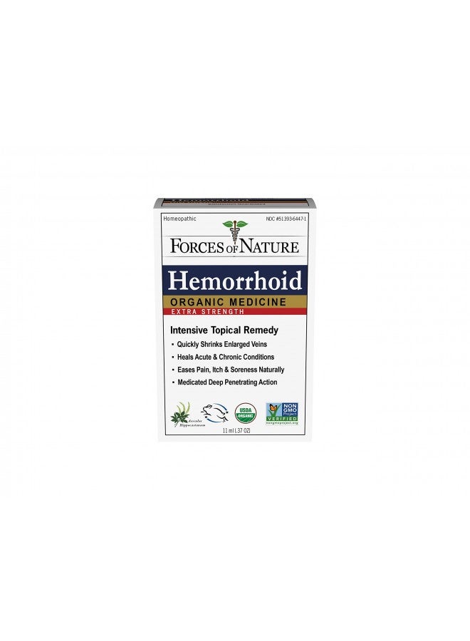 Forces Of Nature –Natural, Organic, Hemorrhoid Extra Strength Relief (11Ml) Non Gmo, No Harmful Chemicals -Quickly Shrink Enlarged Veins, Ease Pain, Soreness, Itching Associated With Hemorrhoids