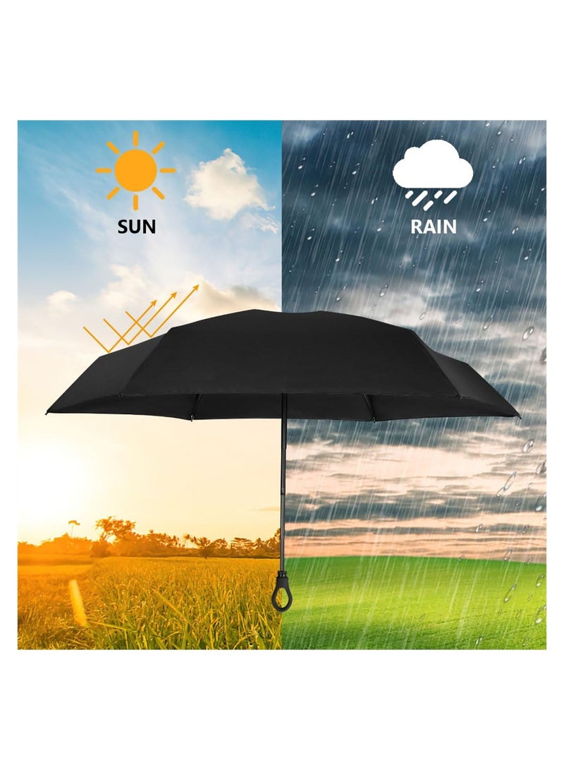 Mini Umbrella, Pocket Umbrella, 6 Ribs Lightweight Compact Folding Umbrella, Fast Dry and Compact Umbrella for Rain & Sun, Windproof Folding Travel Umbrella (Black)