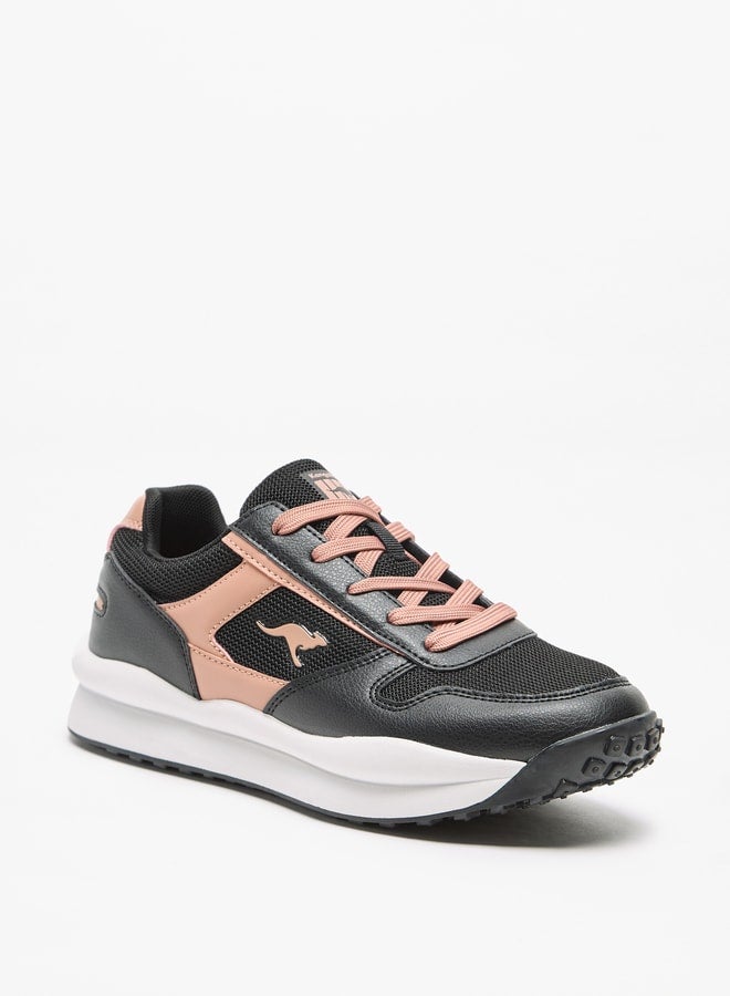 Women's Panelled Sports Shoes with Lace-Up Closure