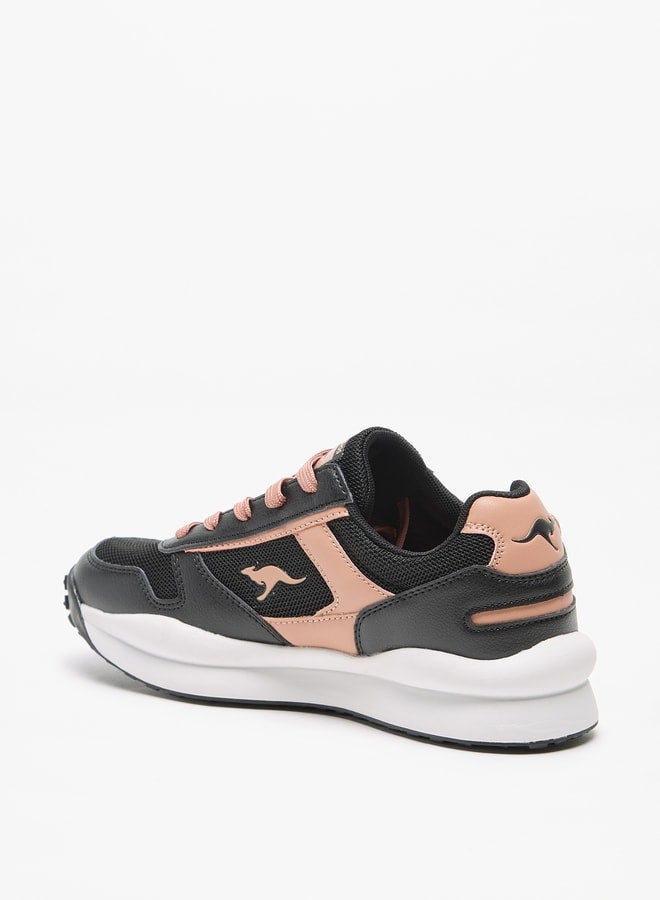 Women's Panelled Sports Shoes with Lace-Up Closure