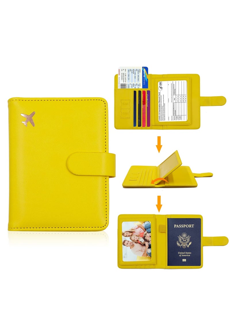 Creative Passport Holder with Card Slots, Stylish Waterproof Travel Wallet for Men and Women, Aircraft Certificate Storage Bag in Yellow