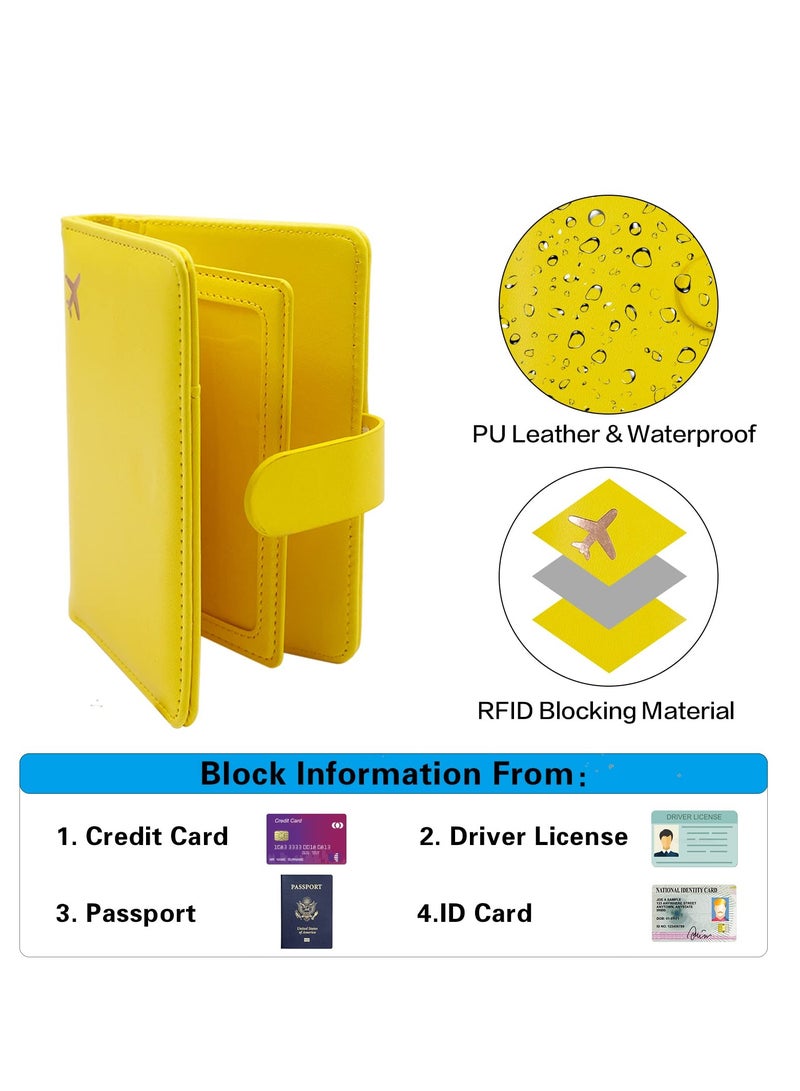 Creative Passport Holder with Card Slots, Stylish Waterproof Travel Wallet for Men and Women, Aircraft Certificate Storage Bag in Yellow