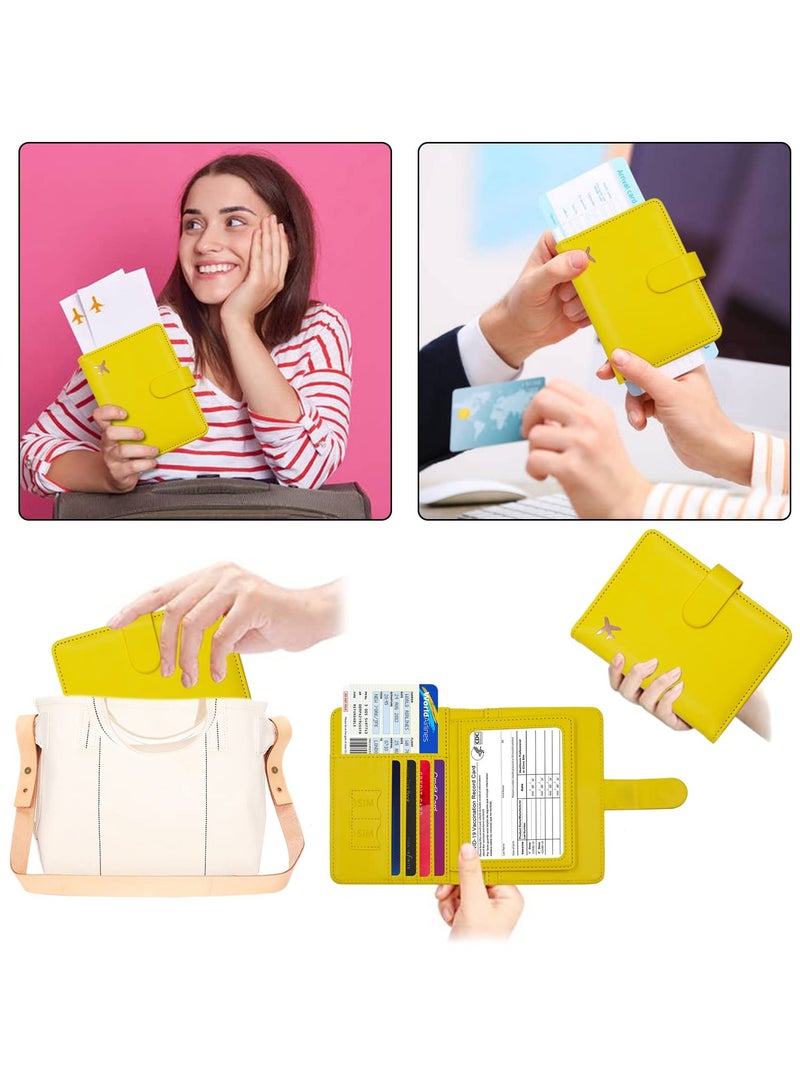 Creative Passport Holder with Card Slots, Stylish Waterproof Travel Wallet for Men and Women, Aircraft Certificate Storage Bag in Yellow