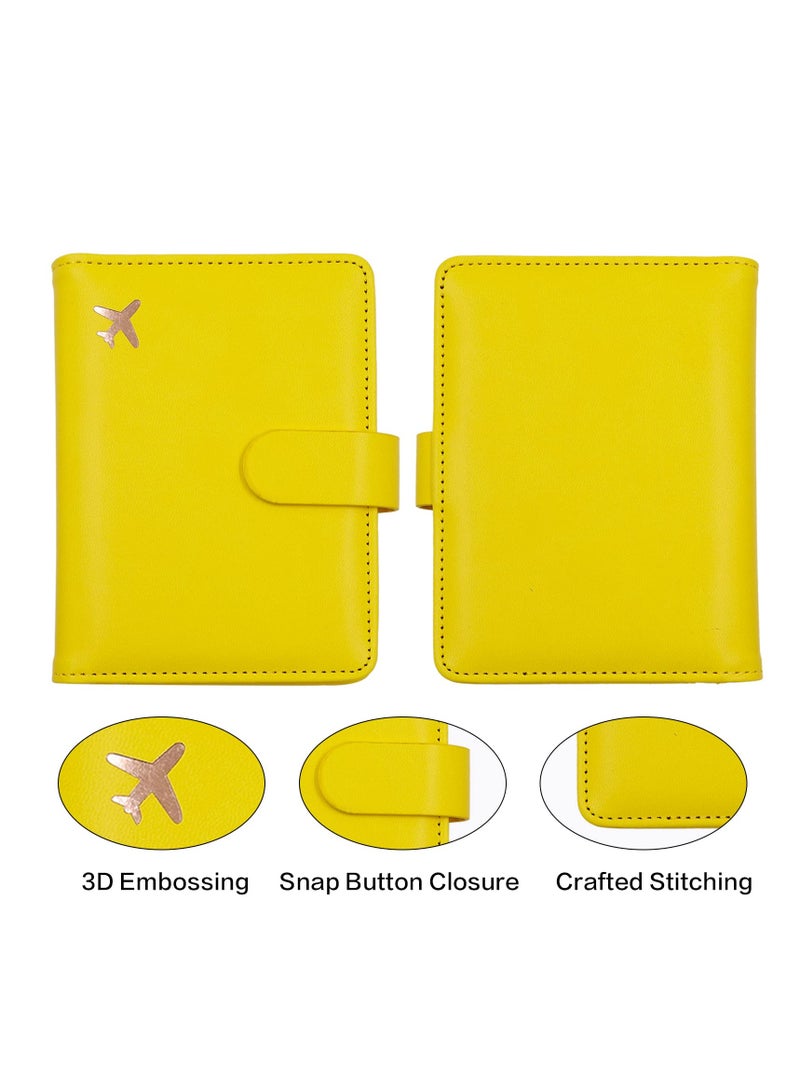 Creative Passport Holder with Card Slots, Stylish Waterproof Travel Wallet for Men and Women, Aircraft Certificate Storage Bag in Yellow