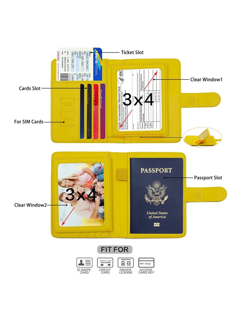 Creative Passport Holder with Card Slots, Stylish Waterproof Travel Wallet for Men and Women, Aircraft Certificate Storage Bag in Yellow