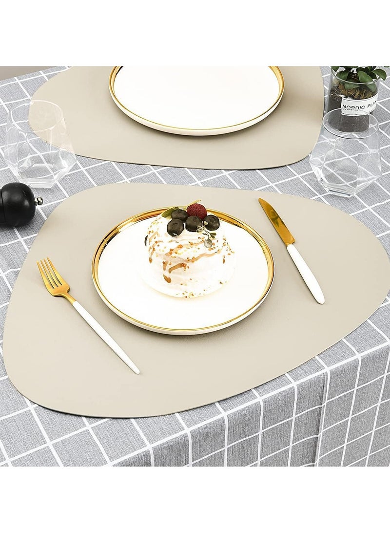 Leather Placemats Set of 4 Round Faux Leather Non-Slip Place Mats Wipeable Washable Placemats Heat Resist Placemats