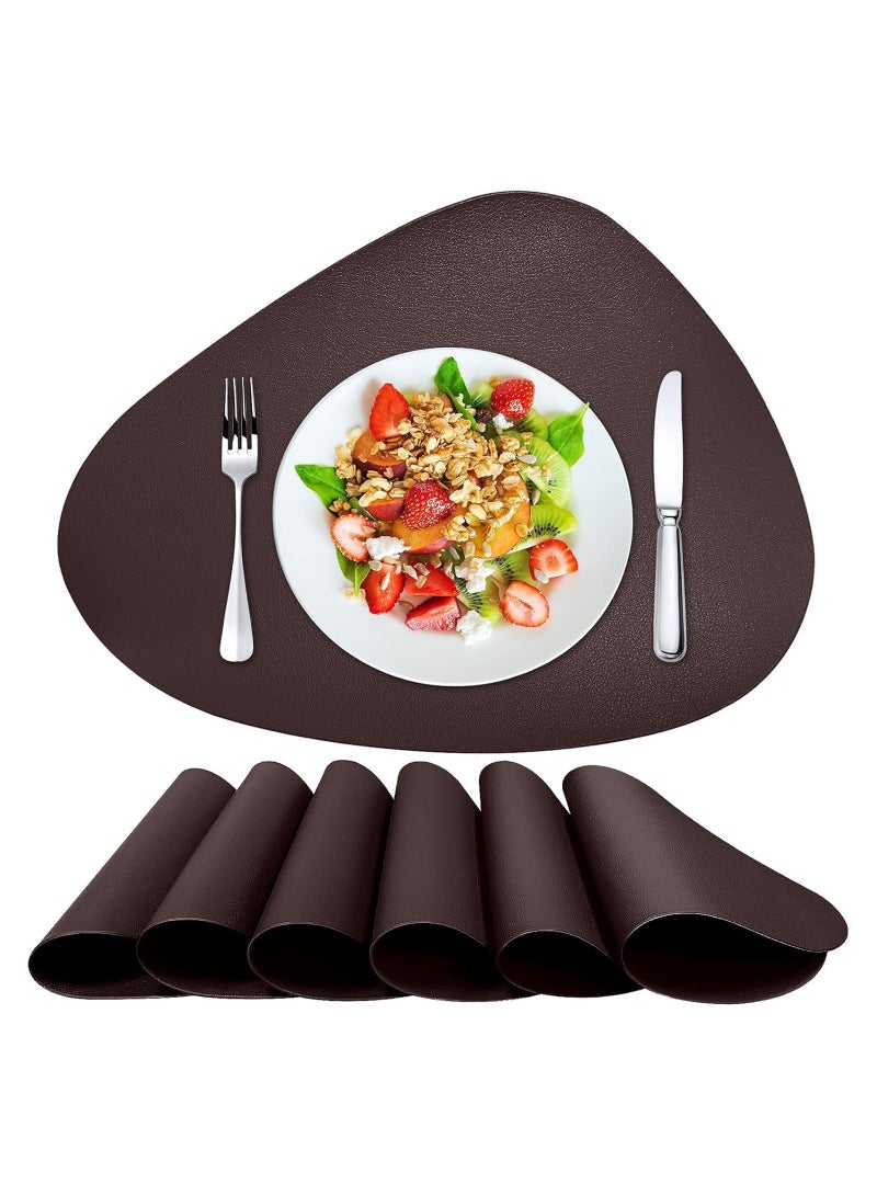Set of 4 Round Leather Placemats – Faux Leather Non-Slip, Heat-Resistant, Wipeable & Washable Table Mats, Durable Dining Placemats for Kitchen, Dining Table, Home Decor, and Party Use