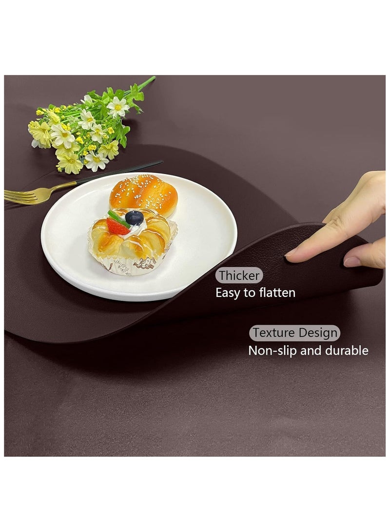 Set of 4 Round Leather Placemats – Faux Leather Non-Slip, Heat-Resistant, Wipeable & Washable Table Mats, Durable Dining Placemats for Kitchen, Dining Table, Home Decor, and Party Use