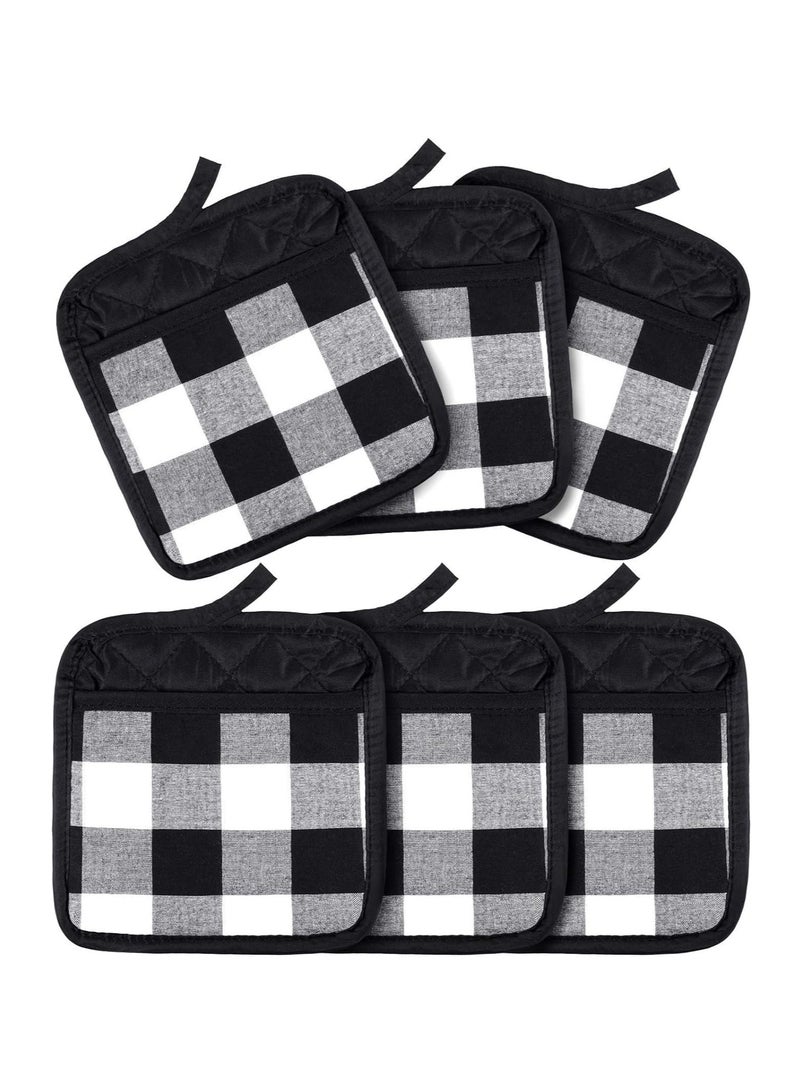 Set of 6 Grey Oval Pot Holders with Pocket, for Kitchen Craft Project Heat Resistant Hot Pads Cotton Potholders Oven Pot Holder with Loop for Blank Sublimation Kitchen Gifts Baking Cooking