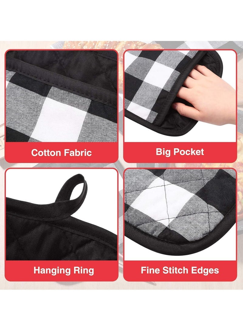 Set of 6 Grey Oval Pot Holders with Pocket, for Kitchen Craft Project Heat Resistant Hot Pads Cotton Potholders Oven Pot Holder with Loop for Blank Sublimation Kitchen Gifts Baking Cooking