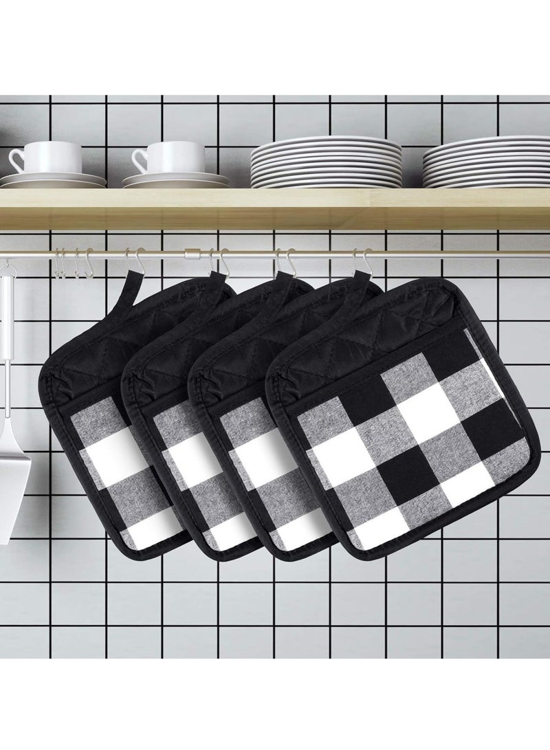 Set of 6 Grey Oval Pot Holders with Pocket, for Kitchen Craft Project Heat Resistant Hot Pads Cotton Potholders Oven Pot Holder with Loop for Blank Sublimation Kitchen Gifts Baking Cooking