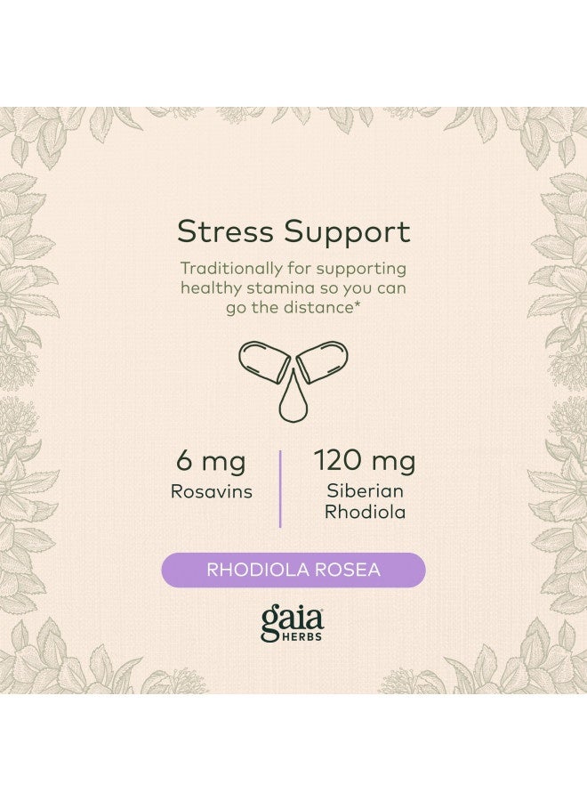 Gaia Herbs Rhodiola Rosea - Stress Support Supplement Traditionally For Supporting Healthy Stamina And Endurance - With Siberian Rhodiola Root Extract - 120 Vegan Liquid Phyto-Capsules (60-Day Supply