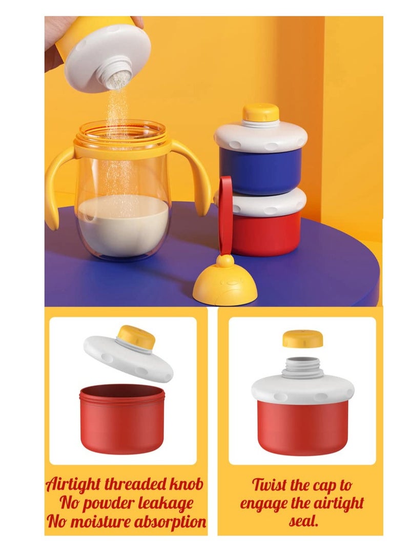 Portable Baby Formula Dispenser, BPA Free, Non-Spill, Stackable 3-Compartment Container for Travel and Snacks, 2 Packs