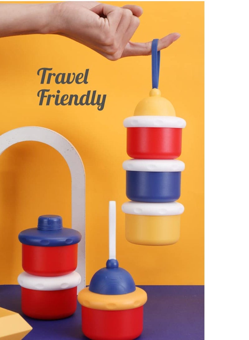 Portable Baby Formula Dispenser, BPA Free, Non-Spill, Stackable 3-Compartment Container for Travel and Snacks, 2 Packs