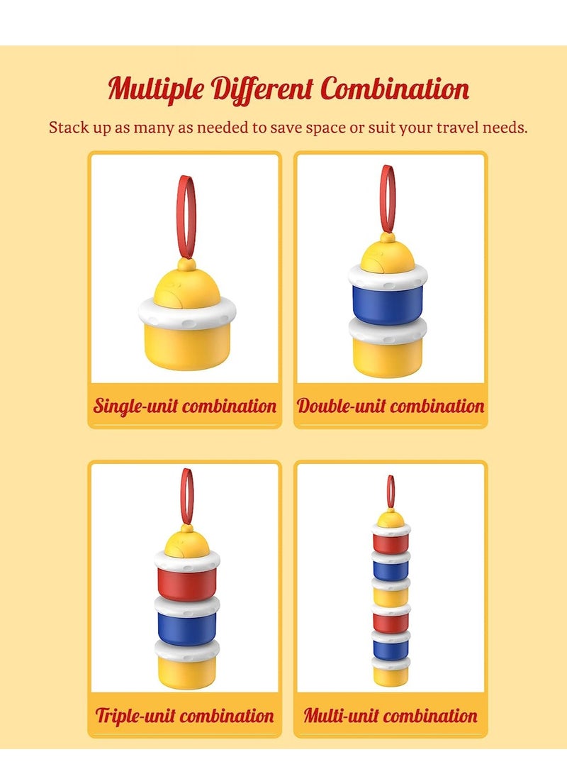 Portable Baby Formula Dispenser, BPA Free, Non-Spill, Stackable 3-Compartment Container for Travel and Snacks, 2 Packs