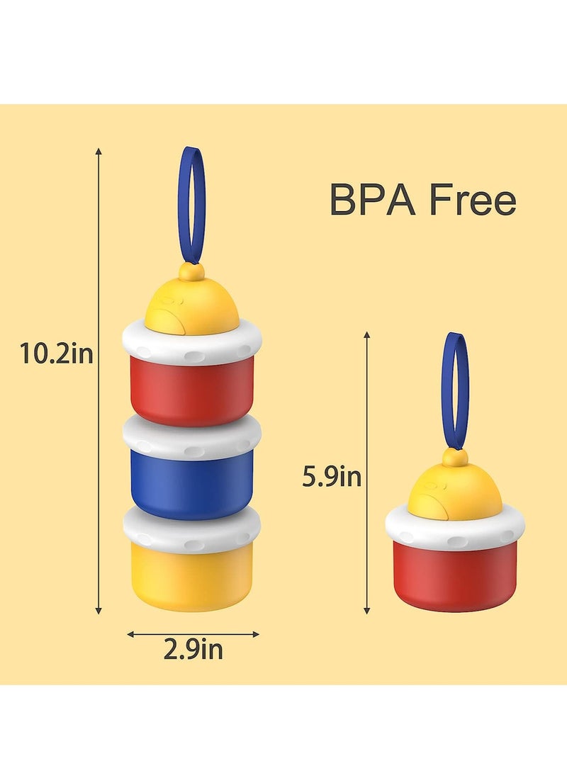 Portable Baby Formula Dispenser, BPA Free, Non-Spill, Stackable 3-Compartment Container for Travel and Snacks, 2 Packs