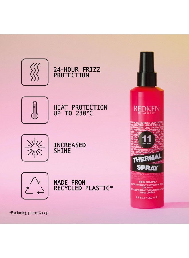 Redken Thermal Spray 11 Low Hold | Thermal Smoothing Holding Spray | For All Hair Types | Provides A Smooth, Silky And Frizz-Free Blow-Dry Finish | Mild Control | Protects Against Heat Damage | 8.5 O