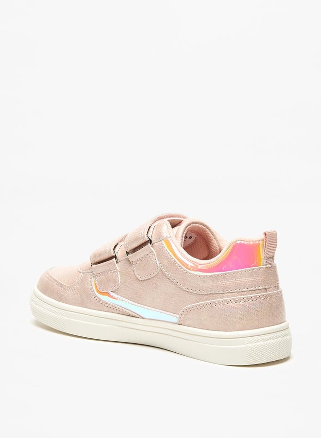 Girls Little Missy Panelled Sneakers with Hook and Loop Closure