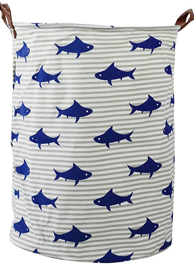 Large Storage Bin, Baskets, Open Storage Case, toys Storage Laundry Hamper Organizer for Box & Bins Nursey Baby Gift, Waterproof Storage Box Collapsible Toy Basket Shark Pattern, PE Coating