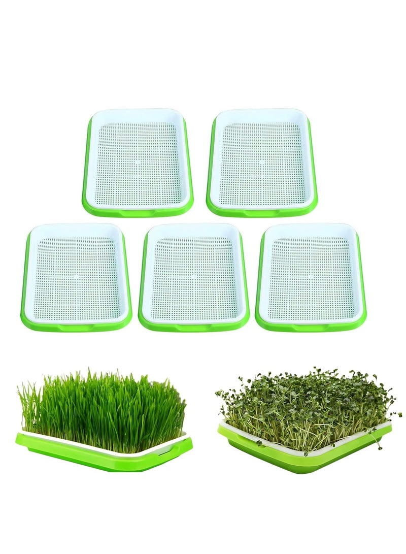 5Pc Seed Sprouter Tray with Lid Seed Germination Tray BPA Free PP Soil-Free Big Capacity Healthy Wheatgrass Grower with Lid Sprouting Kit 32X24X12Cm