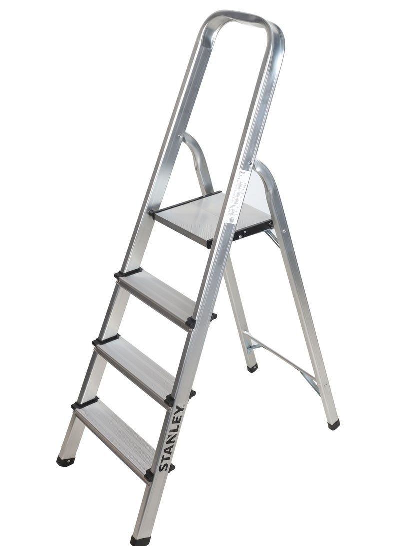 STANLEY Step Ladder | 4 Steps Aluminum Ladder | Anti Slip Steps | Non-Slip Rubber Edge Guards | 150 KG Loading Capacity | EN131 Approved