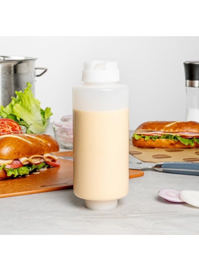 32Oz. Fifo Inverted Plastic Squeeze Bottle With Refill And Dispensing Lids - First In First Out - Perfect For Restaurants Catering And Food Trucks - 1Ct Box -