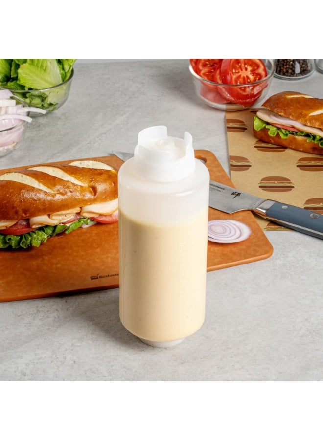 32Oz. Fifo Inverted Plastic Squeeze Bottle With Refill And Dispensing Lids - First In First Out - Perfect For Restaurants Catering And Food Trucks - 1Ct Box -