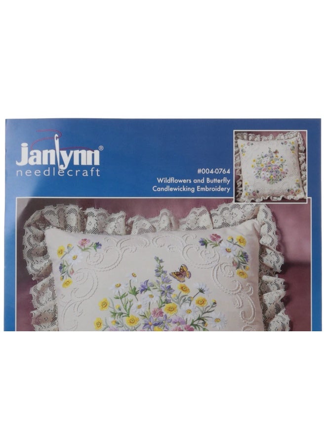 Janlynn Candle Wicking Embroidery Kit  Wildflowers And Butterfly Pillow