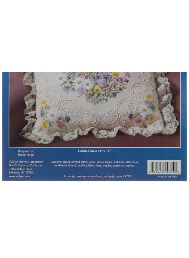 Janlynn Candle Wicking Embroidery Kit  Wildflowers And Butterfly Pillow