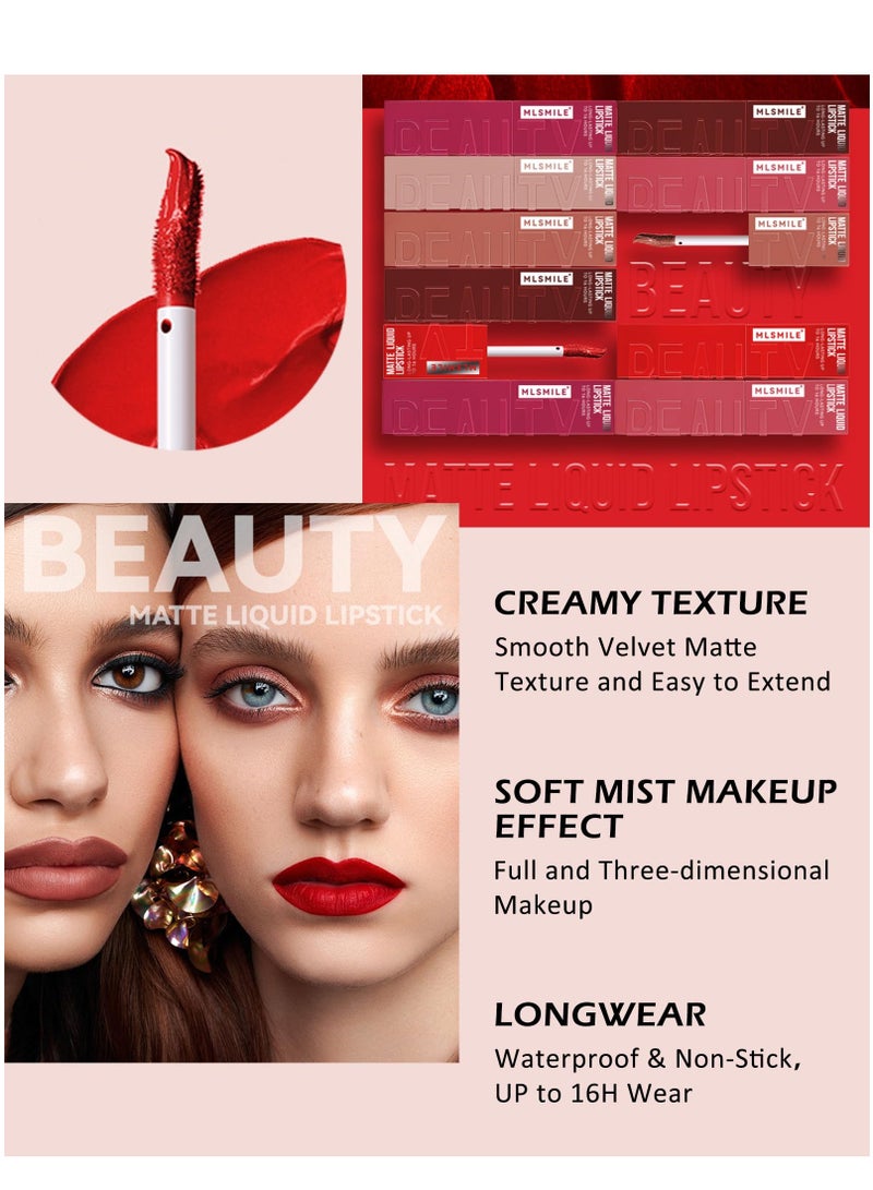 3 Pcs Matte Liquid Lipstick, Long Lasting Waterproof Not Fade Non Stick Cup Lip Balm, Nude High Pigmented Long Lasting Waterproof Velvet Moisturize Lip Gloss Set for Girls and Women
