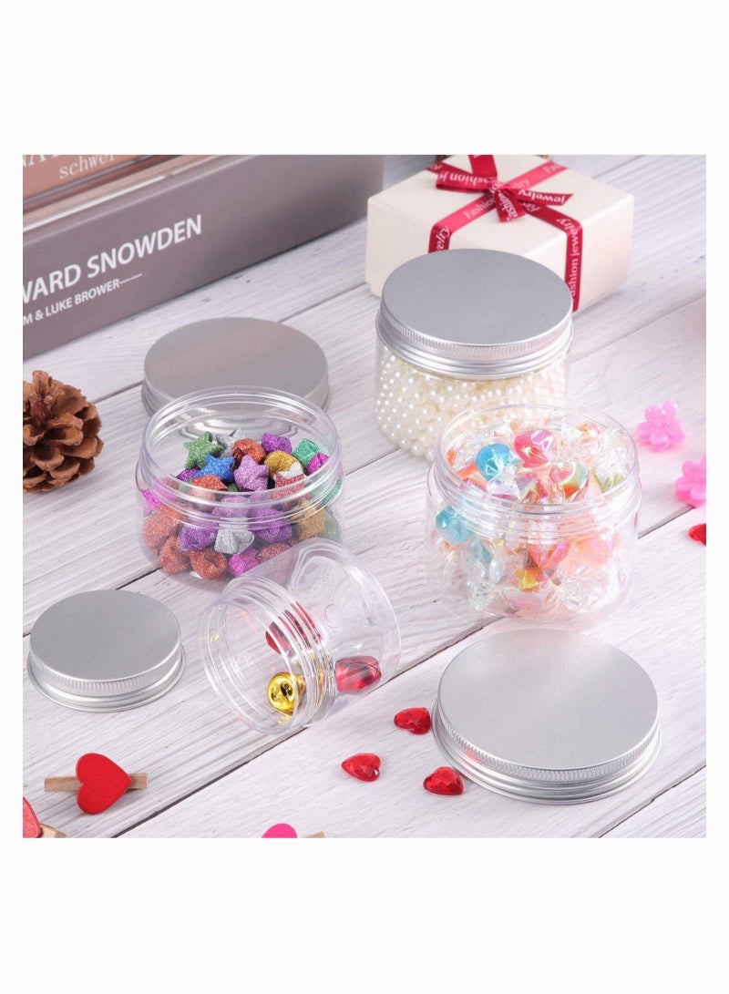 Plastic Jars, 12 Pack Clear Plastic Storage Favor Jars Wide-Mouth Plastic Containers for Beauty Products, for Women Creams Make-up Sample Containers