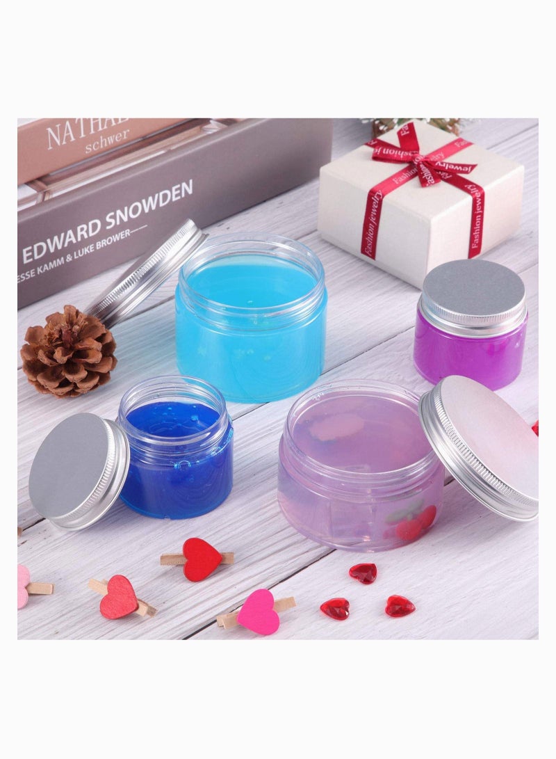 Plastic Jars, 12 Pack Clear Plastic Storage Favor Jars Wide-Mouth Plastic Containers for Beauty Products, for Women Creams Make-up Sample Containers