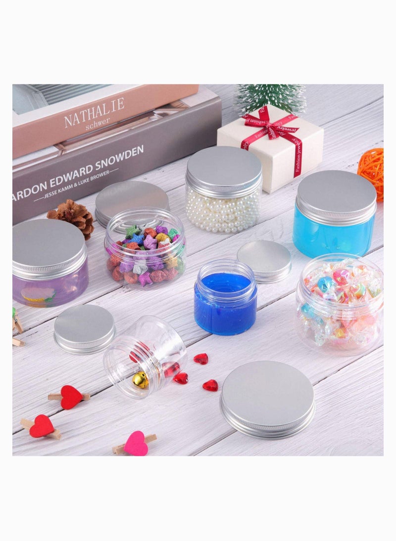 Plastic Jars, 12 Pack Clear Plastic Storage Favor Jars Wide-Mouth Plastic Containers for Beauty Products, for Women Creams Make-up Sample Containers