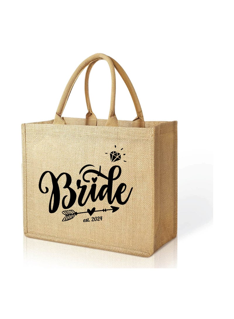 Jute Tote Bag-Bride Est-Wedding Party Gift Bag For Bridesmaids And Guests-Wedding Party Favors