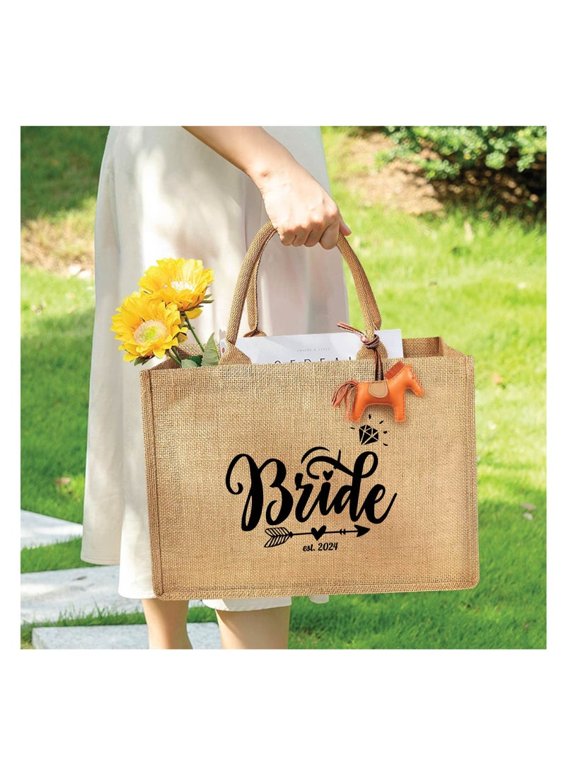 Jute Tote Bag-Bride Est-Wedding Party Gift Bag For Bridesmaids And Guests-Wedding Party Favors